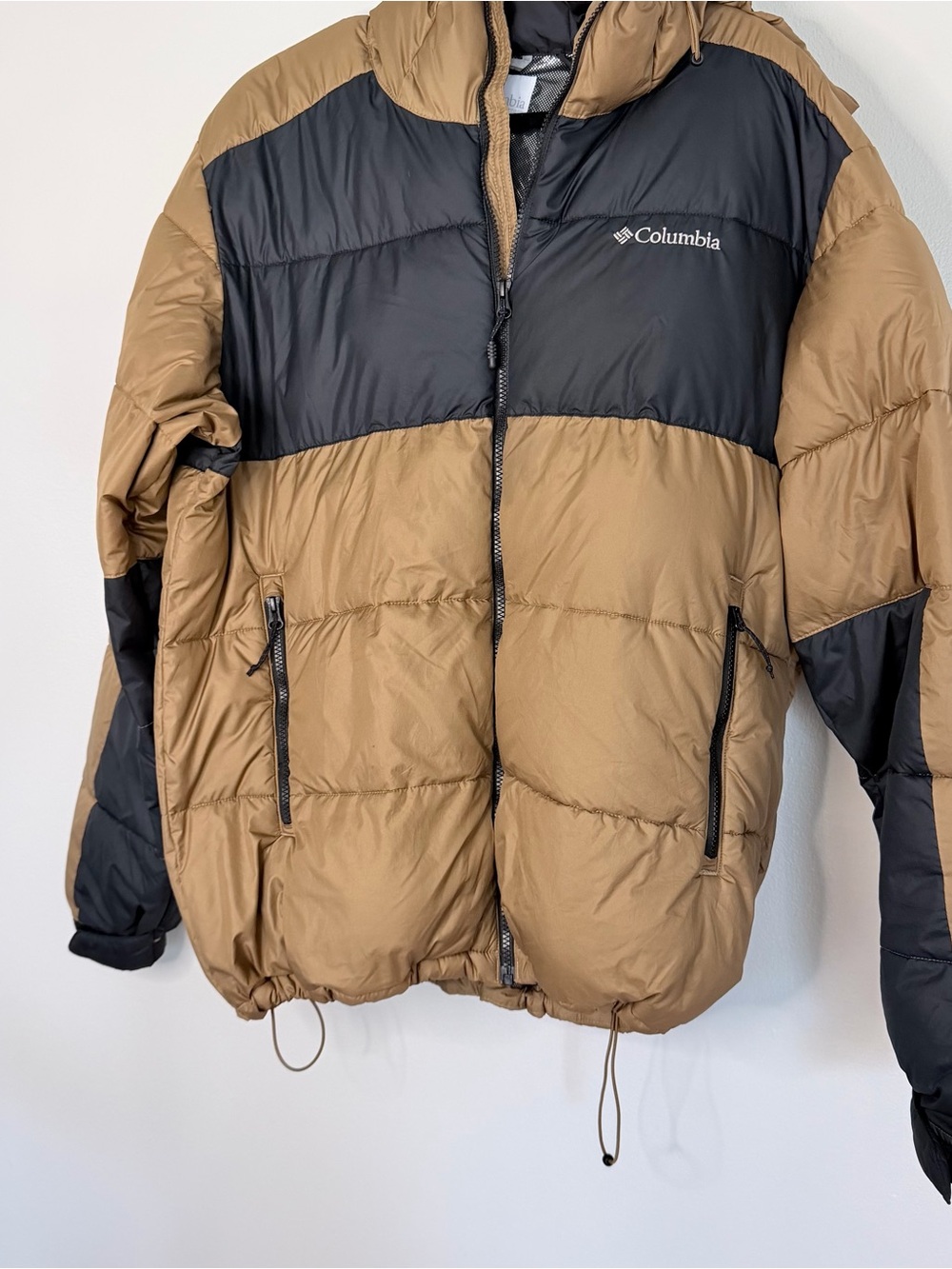 Columbia Two-Tone Black and Brown Puffer Jacket Omni Heat